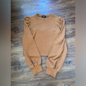 Lulu's Tan Ribbed Long Sleeve Crop Top